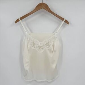 Body Lites Vtg Lightweight White Satin Dainty Lace Camisole Tank Top Women's‎ 36